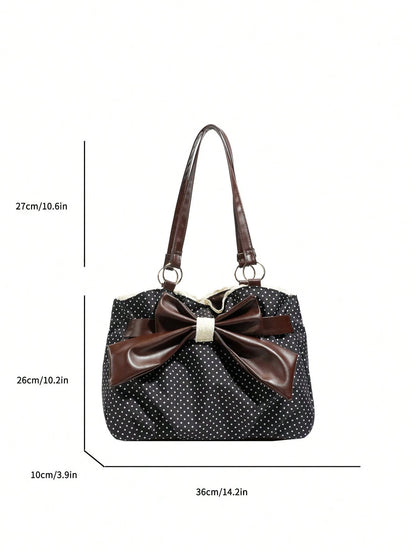 Large Polka Dot Ruffle Tote Bag