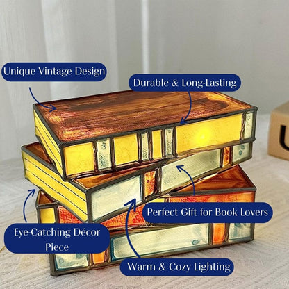 Stained Glass Books Lamp