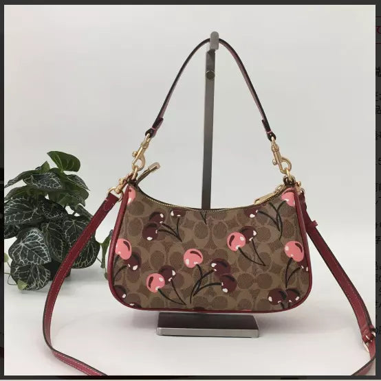 Teri Shoulder Bag Signature Canvas Cherry Print