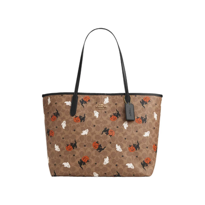 Coach City Tote In Canvas With Halloween Print