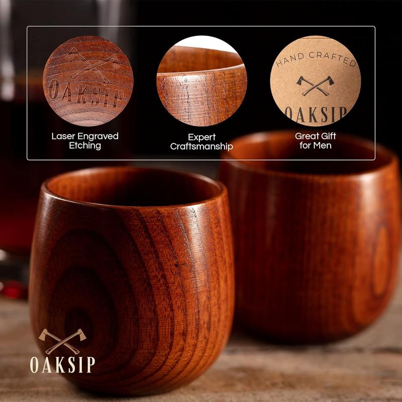 Oaksip - Wooden Whiskey & Bourbon Drinking Glass Tumbler Cup