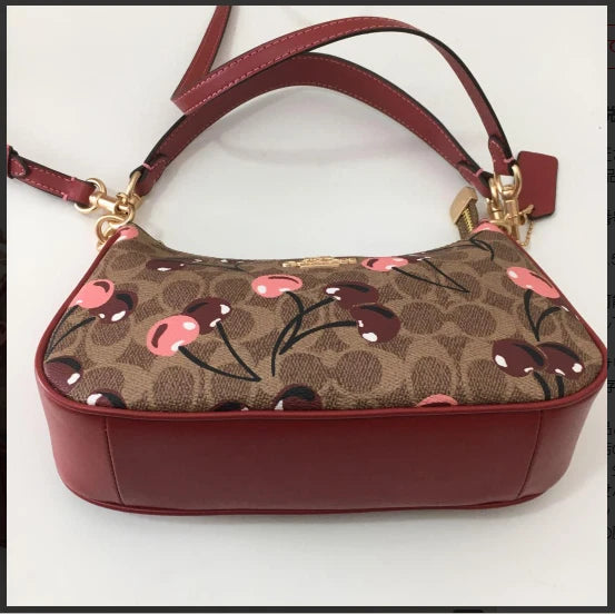 Teri Shoulder Bag Signature Canvas Cherry Print