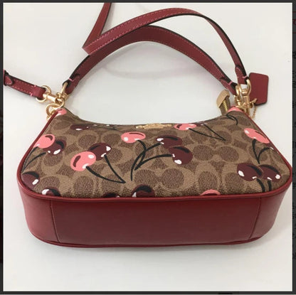 Teri Shoulder Bag Signature Canvas Cherry Print