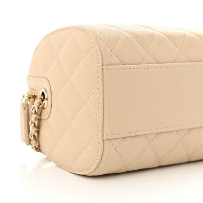 Chanel Caviar Quilted Mini Bowling Bag Beige