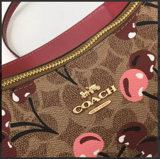 Teri Shoulder Bag Signature Canvas Cherry Print