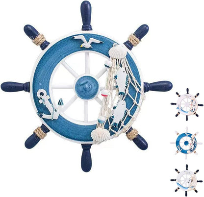 23CM Wood Boat Steering Wheel Decor