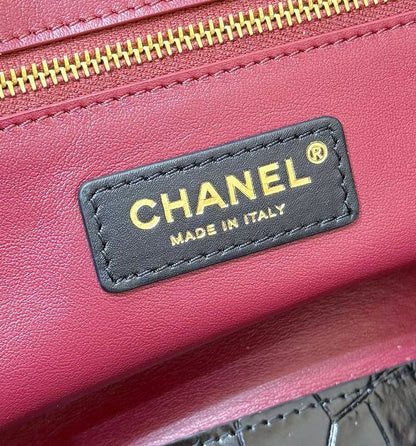 CHANEL Crocodile Croc Illusion Black Tote Shopping Bag