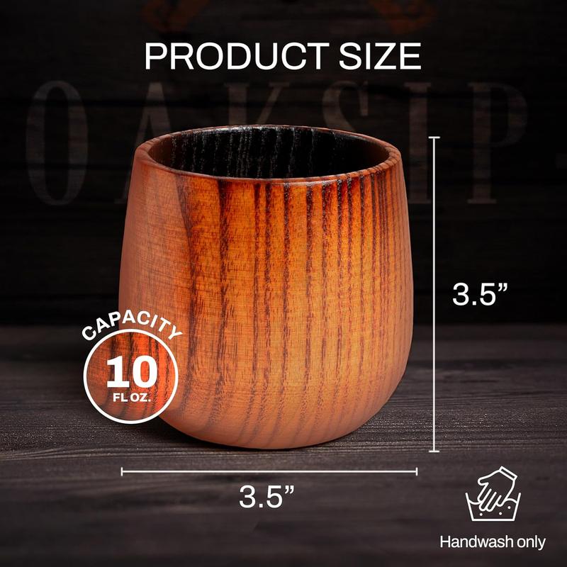 Oaksip - Wooden Whiskey & Bourbon Drinking Glass Tumbler Cup