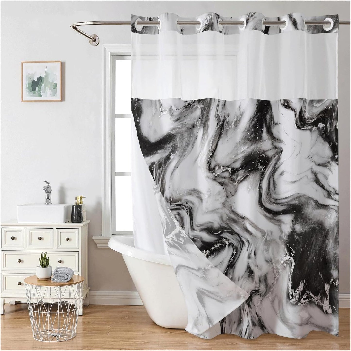 (Size Variants)Snap In Shower Curtain
