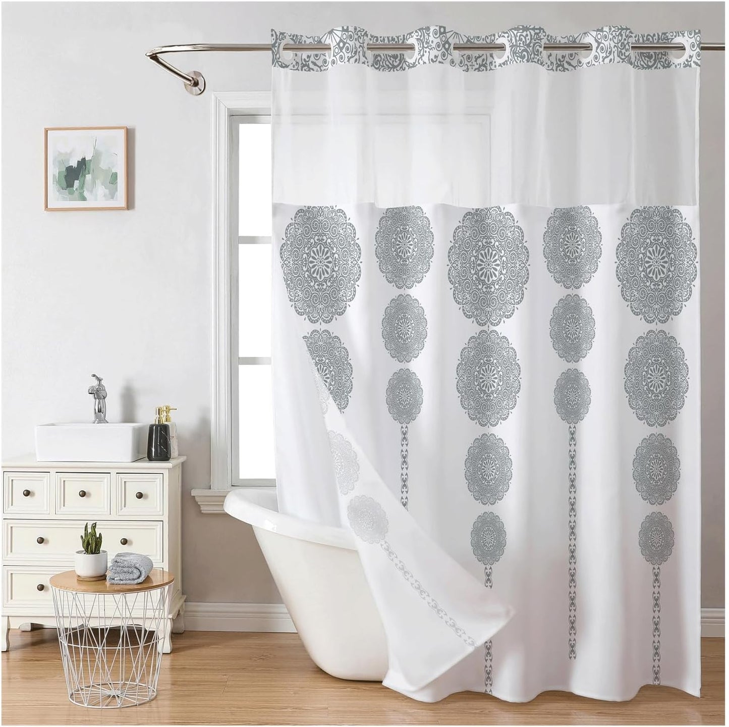 (Size Variants)Snap In Shower Curtain