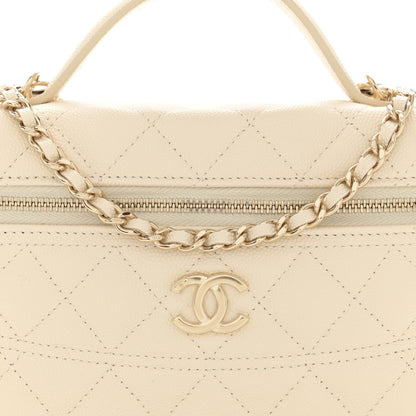Chanel Caviar Quilted Handle Slim Vanity Ecru