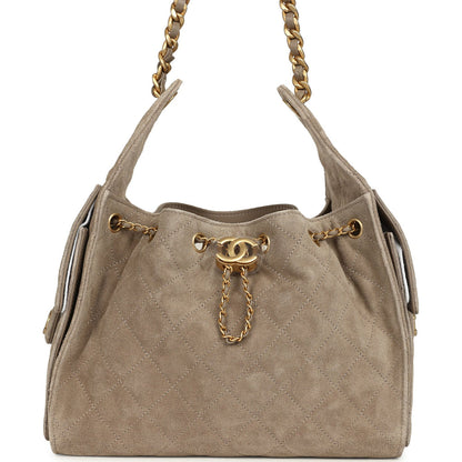 Chanel Small 25 Hobo Bag Grey Suede