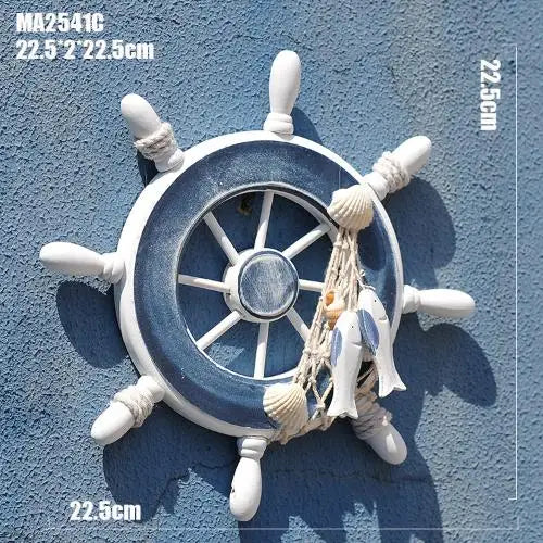 23CM Wood Boat Steering Wheel Decor