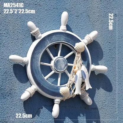 23CM Wood Boat Steering Wheel Decor
