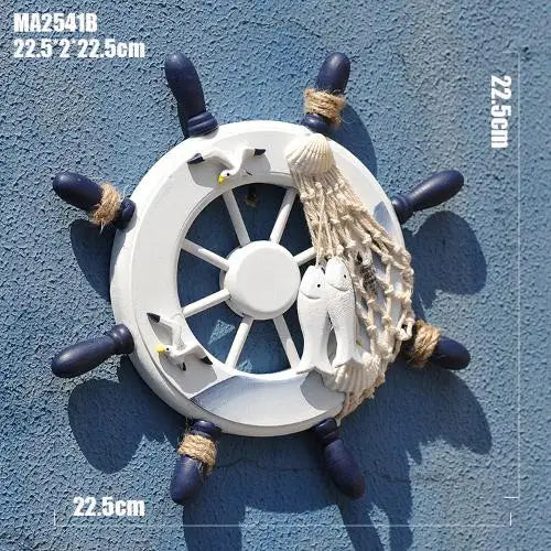 23CM Wood Boat Steering Wheel Decor