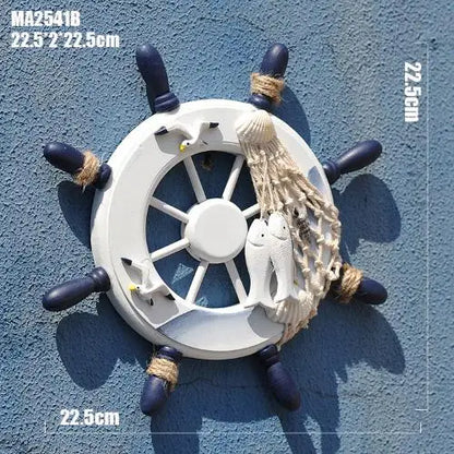 23CM Wood Boat Steering Wheel Decor