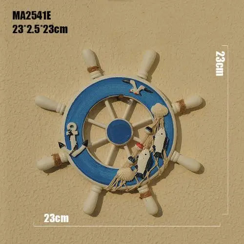23CM Wood Boat Steering Wheel Decor