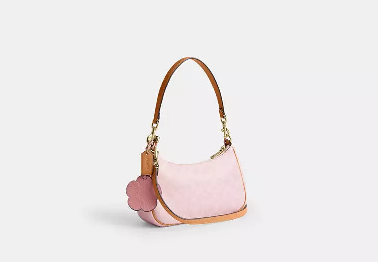 Pink Teri Shoulder Bag In Signature Canvas