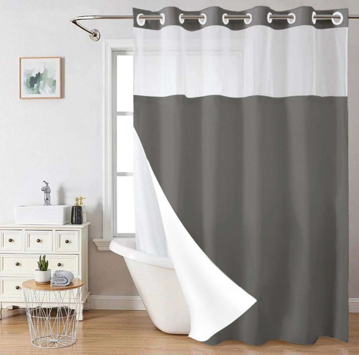 (Size Variants)Snap In Shower Curtain
