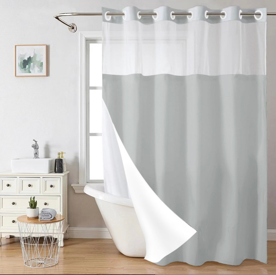 (Size Variants)Snap In Shower Curtain